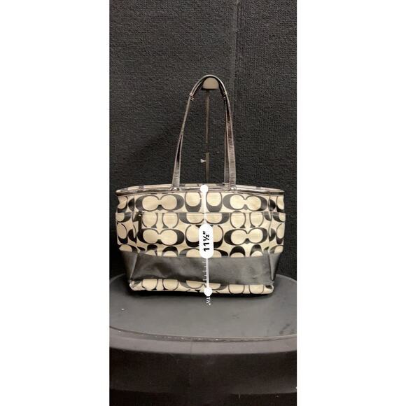 Coach F19202 Grey/Black Signature & Leather Trim Baby Bag/Tote Bag - Picture 4 of 8